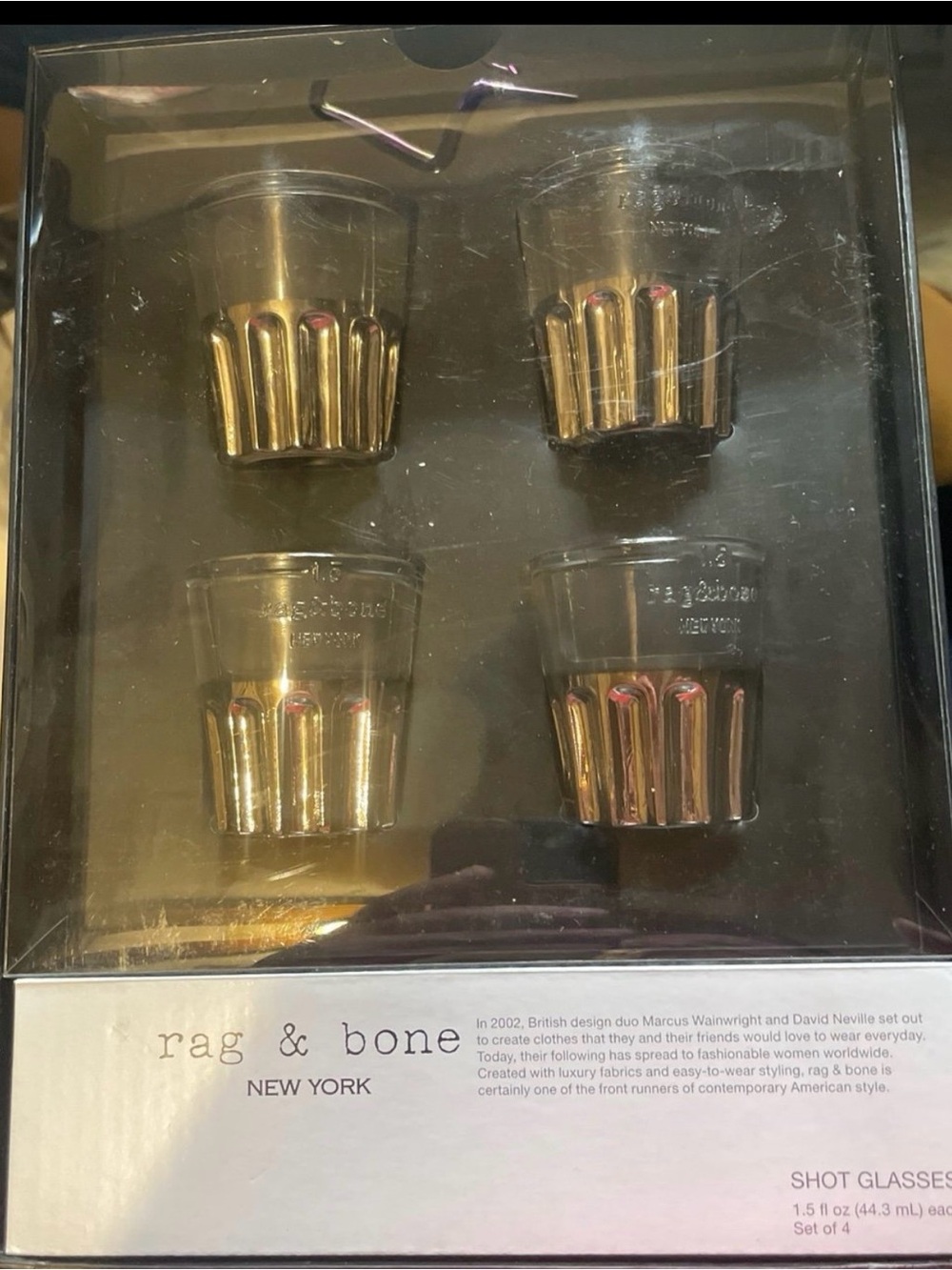 rag & bone Clear Shot Glasses with Ribbed Accents - Set of 4